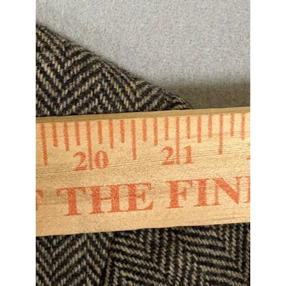 Vtg Lands End Blazer Mens 44S Brown Herringbone Wool Lambswool Made In USA